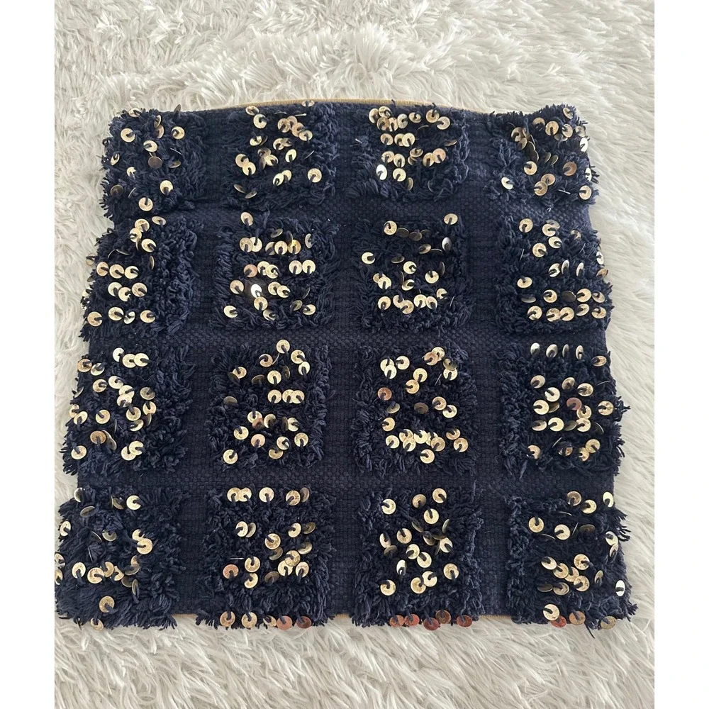 Pottery Barn Navy Blue Moroccan Pillow Cover Case